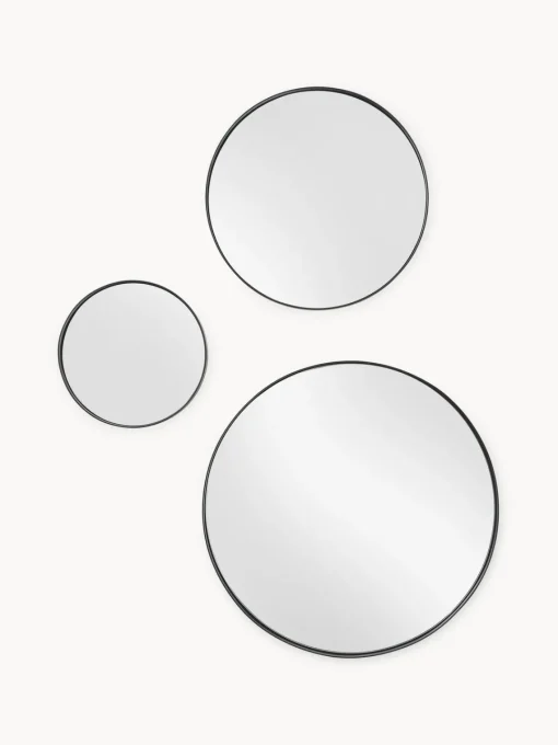 Jarrones|Espejos De Pared>Westwing Collection Set de espejos de pared redondos Lacie, 3 uds. Negro
