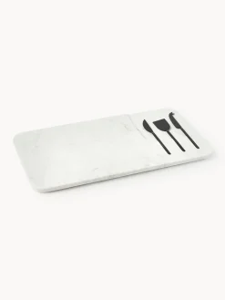 Tablas De Cortar|Utensilios De Cocina>Westwing Collection Set de fuente con cuchillos para quesos Jaya, 4 pzas. Mármol blanco, negro