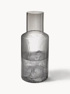 Jarras De Agua|Vajillas Completas></noscript>Ferm Living Set de jarra pequeña soplada artesanalmente con vaso Ripple, 2 pzas. Gris transparente brillante