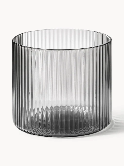 Jarras De Agua|Vajillas Completas>Ferm Living Set de jarra pequeña soplada artesanalmente con vaso Ripple, 2 pzas. Gris transparente brillante