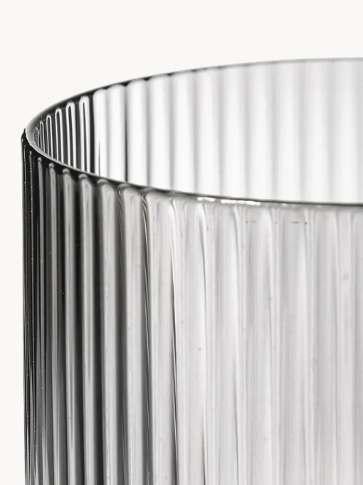 Jarras De Agua|Vajillas Completas>Ferm Living Set de jarra pequeña soplada artesanalmente con vaso Ripple, 2 pzas. Gris transparente brillante