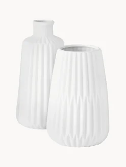 Outlet Set de jarrones de porcena con relieve Esko, 2 uds. Jarrones|Jarrones