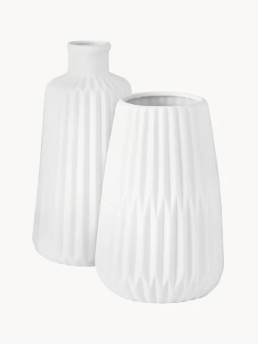 Outlet Set de jarrones de porcena con relieve Esko, 2 uds. Jarrones|Jarrones