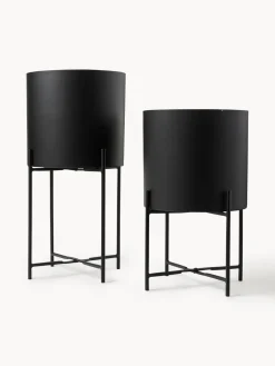 Maceteros|Jarrones>Westwing Collection Set de maceteros de metal Mina, 2 uds. Negro