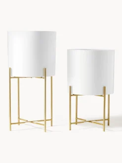 Maceteros|Jarrones>Westwing Collection Set de maceteros de metal Mina, 2 uds. Blanco, dorado