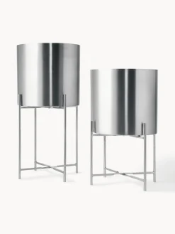 Maceteros|Jarrones>Westwing Collection Set de maceteros de metal Mina, 2 uds. Plateado