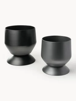 Maceteros|Jarrones>Westwing Collection Set de maceteros de metal Renya (2 uds.) Negro, gris oscuro