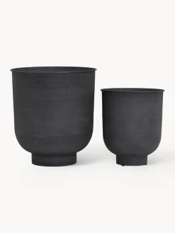 Maceteros|Jarrones>House Doctor Set de maceteros grandes de metal Vig, 2 uds. Gris antracita