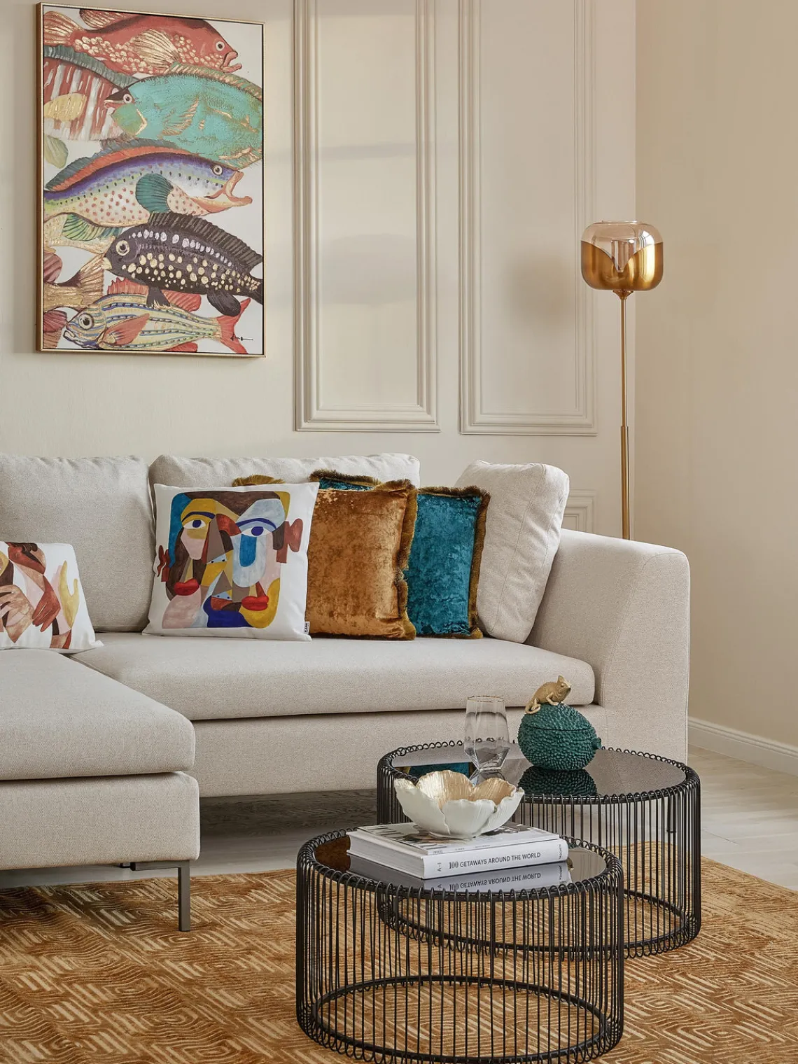 Mesas De Centro|Mesas De Centro>Kare Design Set de mesas de centro Wire, 2 uds., tablero de vidrio Negro, cristal espejado tintado en negro