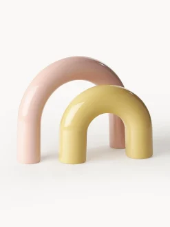 Jarrones|Figuras Decorativas>Westwing Collection Set de piezas decorativas de gres Kia, 2 uds. Rosa claro, amarillo claro