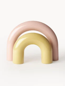 Jarrones|Figuras Decorativas></noscript>Westwing Collection Set de piezas decorativas de gres Kia, 2 uds. Rosa claro, amarillo claro