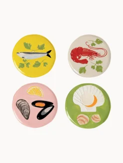 Hot Set de platos de dolomita pintado a mano De La Mer, 4 uds. Vajillas Completas|Platos De Postre