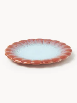 Platos De Postre|Vajillas Completas>Westwing Collection Set de platos postre artesanales Marguerite, 4 uds. Terracota, azul claro