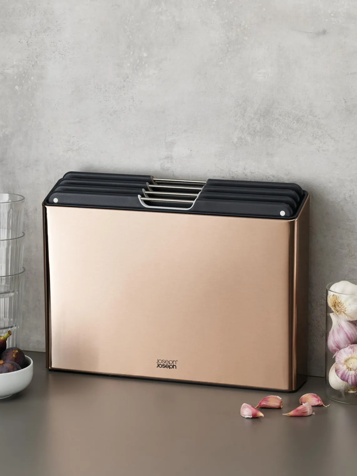 Tablas De Cortar|Utensilios De Cocina>Joseph Joseph Set de tablas de cortar con soporte Folio, 5 pzas. Dorado, negro