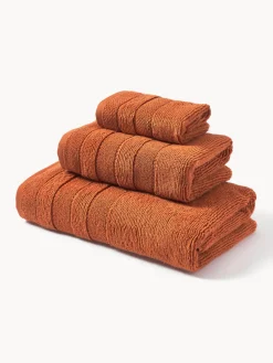 Toallas|Mantas>Westwing Collection Set de toallas con borde a rayas Luxe, tamaños diferentes Terracota