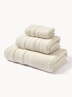 Toallas|Mantas>Westwing Collection Set de toallas con borde a rayas Luxe, tamaños diferentes Blanco Off White
