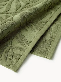 Hot Set de toallas de algodón con relieves Leaf, tamaños diferentes Toallas|Mantas