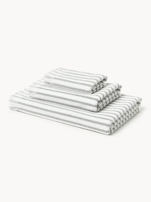 Toallas|Mantas>Westwing Collection Set de toallas Irma, tamaños diferentes Blanco, gris claro