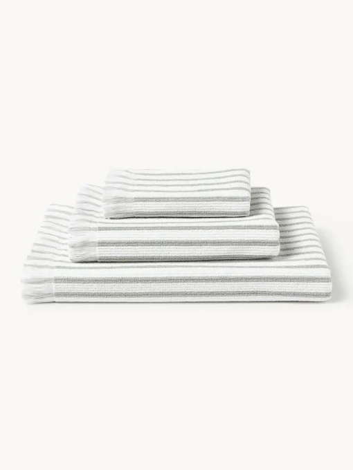 Toallas|Mantas>Westwing Collection Set de toallas Irma, tamaños diferentes Blanco, gris claro