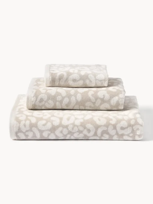 Toallas|Mantas>Westwing Collection Set de toallas Leo, tamaños diferentes Beige, Off White