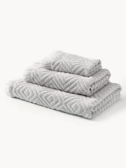 Toallas|Mantas>Westwing Collection Set de toallas texturizadas Jacqui, tamaños diferentes Gris claro