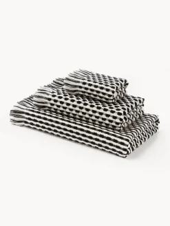 Toallas|Mantas>Westwing Collection Set de toallas texturizadas Juniper, tamaños diferentes Blanco Off White, negro