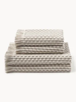 Toallas|Mantas>Westwing Collection Set de toallas texturizadas Juniper, tamaños diferentes Blanco Off White, turrón