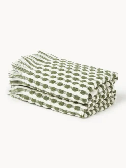 Toallas|Mantas>Westwing Collection Set de toallas texturizadas Yara, tamaños diferentes Blanco Off White, verde