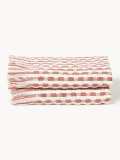 Toallas|Mantas>Westwing Collection Set de toallas texturizadas Yara, tamaños diferentes Blanco Off White, rosa oscuro