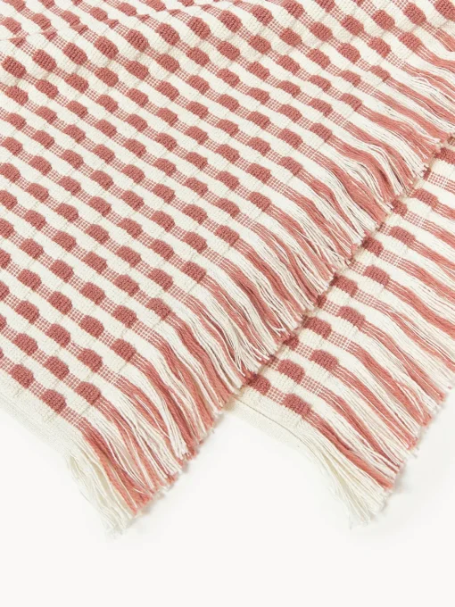 Toallas|Mantas>Westwing Collection Set de toallas texturizadas Yara, tamaños diferentes Blanco Off White, rosa oscuro