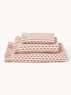 Toallas|Mantas>Westwing Collection Set de toallas texturizadas Juniper, tamaños diferentes Blanco Off White, rosa oscuro