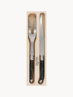 Cuchillos De Cocina Y Bloques|Cuchillos De Cocina>Laguiole Set de trinchar Debutant, 2 pzas. Hojas: plateado pulido espejoMangos: negroCaja: madera clara