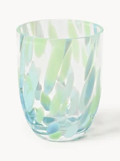 Vasos|Vajillas Completas>ANNA VON LIPA Set de vasos soplados Big Confetti, 6 uds. Tonos verdes y azules transparentes