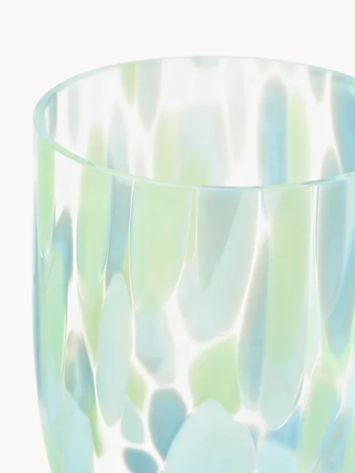 Vasos|Vajillas Completas>ANNA VON LIPA Set de vasos soplados Big Confetti, 6 uds. Tonos verdes y azules transparentes