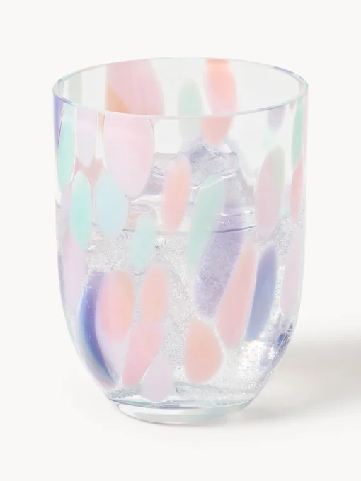 Vasos|Vajillas Completas>ANNA VON LIPA Set de vasos soplados Big Confetti, 6 uds. Tonos lilas y rosas transparentes
