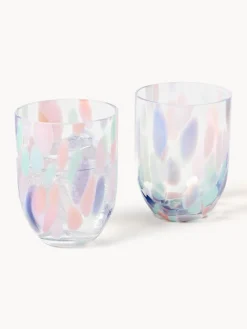 Vasos|Vajillas Completas></noscript>ANNA VON LIPA Set de vasos soplados Big Confetti, 6 uds. Tonos lilas y rosas transparentes