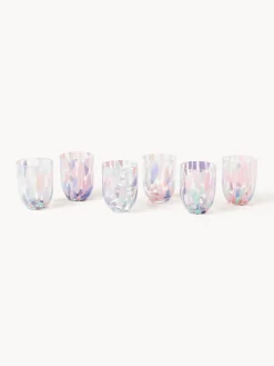 Vasos|Vajillas Completas></noscript>ANNA VON LIPA Set de vasos soplados Big Confetti, 6 uds. Tonos lilas y rosas transparentes