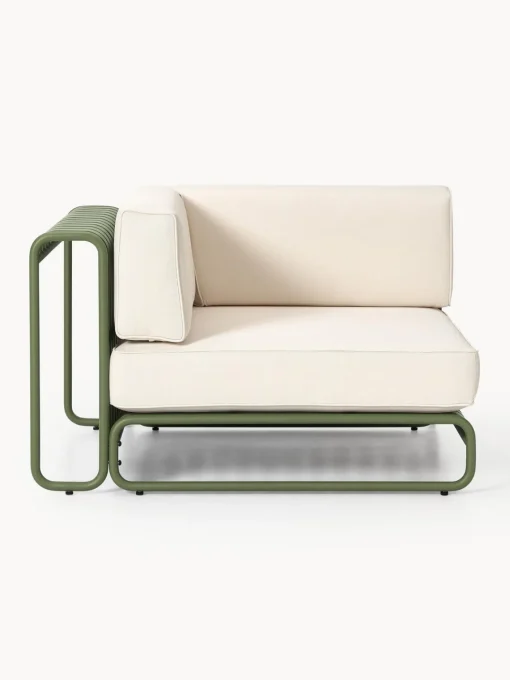 Conjuntos Jardín|Muebles De Jardín>Westwing Collection Set lounge modular Caio, 4 pzas. Blanco Off White, verde oliva