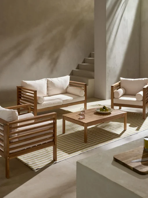 Hot Set lounge para exterior de madera de acacia Bo, 4 pzas. Conjuntos Jardín|Muebles De Jardín