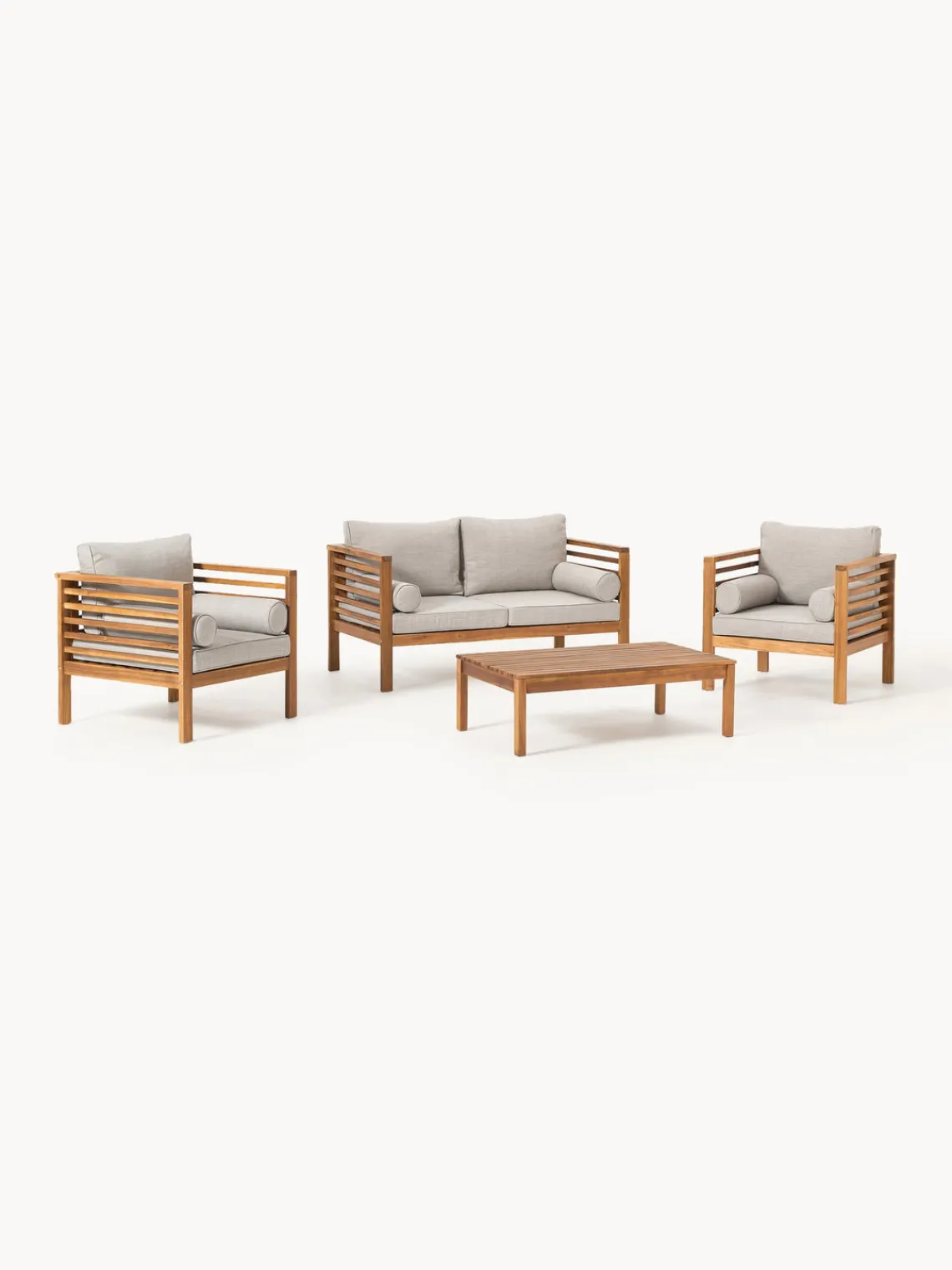 Sale Set lounge para exterior de madera de acacia Bo, 4 pzas. Conjuntos Jardín|Muebles De Jardín