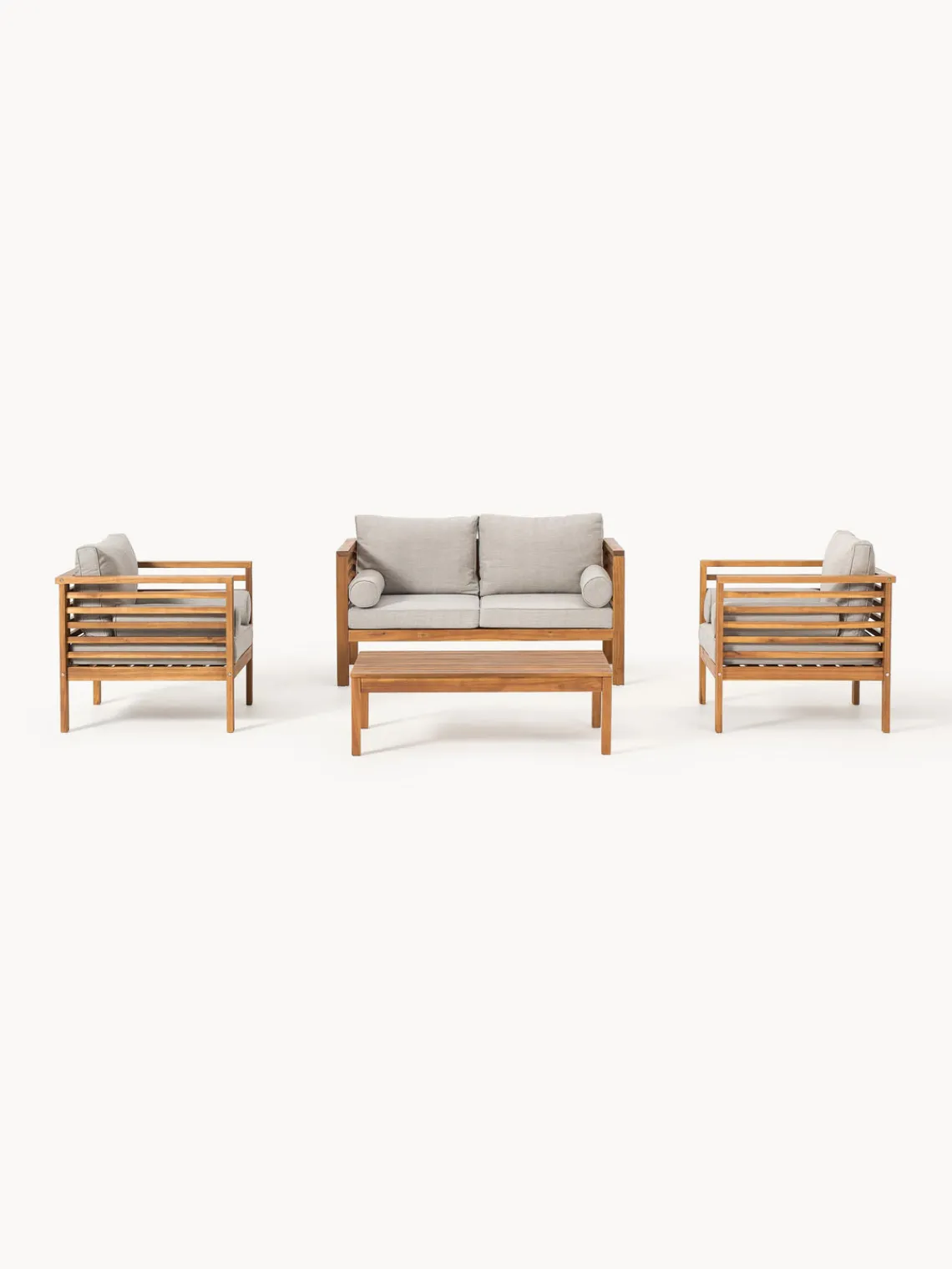 Sale Set lounge para exterior de madera de acacia Bo, 4 pzas. Conjuntos Jardín|Muebles De Jardín