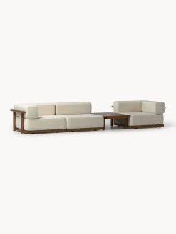 New Set lounge para exterior de madera de acacia Matheus, 4 pzas. Conjuntos Jardín|Muebles De Jardín