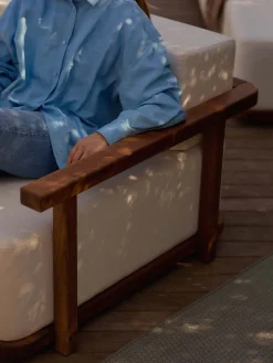 New Set lounge para exterior de madera de acacia Matheus, 4 pzas. Conjuntos Jardín|Muebles De Jardín