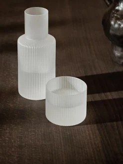 Online Set pequeño de jarra de agua soplada con vaso Ripple, 2 pzas. Jarras De Agua|Menaje De Mesa