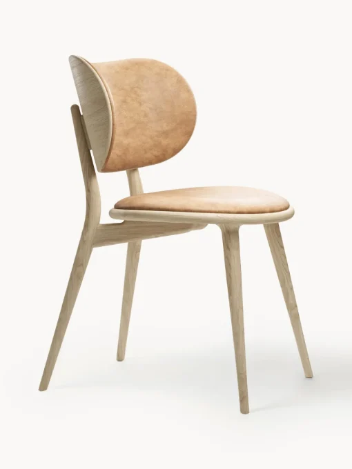 Sillas De Madera|Sillas>Mater Silla artesanal de cuero y madera Rock Cuero beige, madera de roble clara