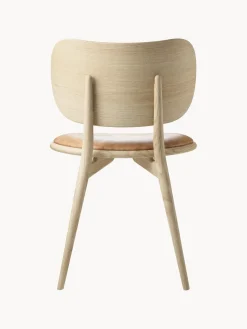 Sillas De Madera|Sillas></noscript>Mater Silla artesanal de cuero y madera Rock Cuero beige, madera de roble clara