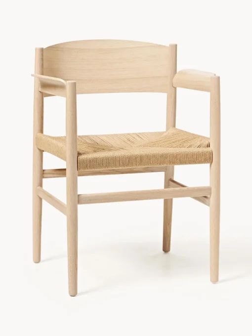 Discount Silla artesanal de madera y mimbre con reposabrazos Nestor Sillas De Madera|Sillas Con Reposabrazos