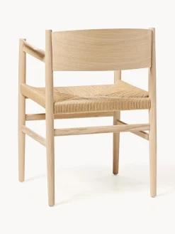 Discount Silla artesanal de madera y mimbre con reposabrazos Nestor Sillas De Madera|Sillas Con Reposabrazos
