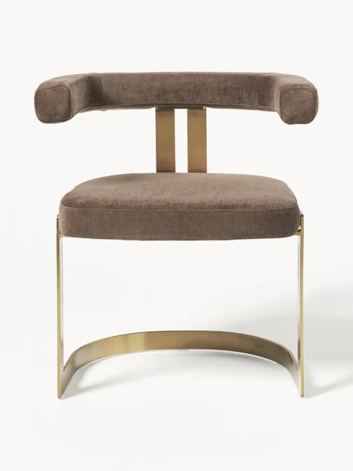 Sillas>Westwing Collection Silla cantilever tapizada Gianni Tejido turrón, dorado