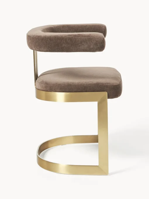 Sillas>Westwing Collection Silla cantilever tapizada Gianni Tejido turrón, dorado